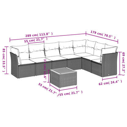 8-Delige Loungeset Met Kussens Poly Rattan