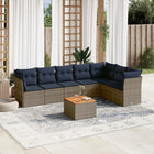 Loungeset 8-delig poly rattan grijs
