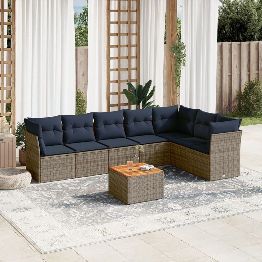 8-Delige Loungeset Met Kussens Poly Rattan