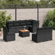 Loungeset 9-delig poly rattan zwart