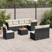 Loungeset 9-delig poly rattan zwart