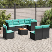 Loungeset 9-delig poly rattan zwart