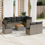 Loungeset 9-delig poly rattan grijs