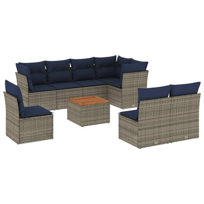 9-Delige Loungeset Met Kussens Poly Rattan