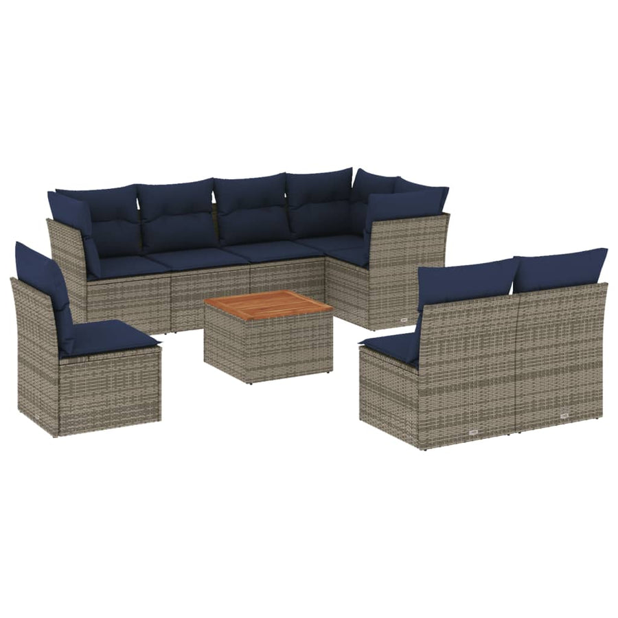 9-Delige Loungeset Met Kussens Poly Rattan