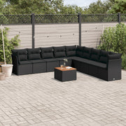 Loungeset 10-delig poly rattan zwart
