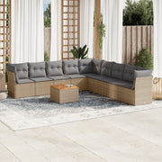 Loungeset 10-delig poly rattan gemengd beige
