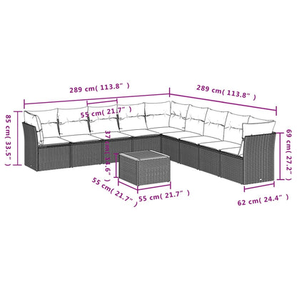 10-Delige Loungeset Met Kussens Poly Rattan
