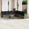 10-piece Lounge Set with Cushions Poly Rattan Grey