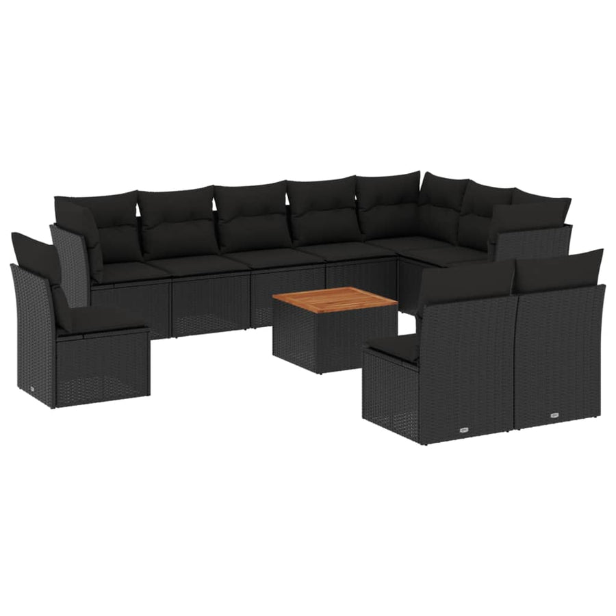 11-Delige Tuinset Met Kussens Poly Rattan Beige