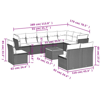 1 Loungeset Met Kussens Poly Rattan