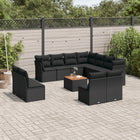 12-piece lounge set with cushions poly rattan black