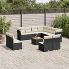 12-piece lounge set with cushions poly rattan black