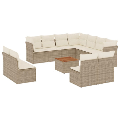 12-Delige Loungeset Met Kussens Poly Rattan Beige