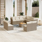 12-piece lounge set with cushions poly rattan beige
