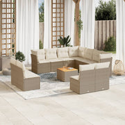 Loungeset 12-delig poly rattan beige
