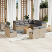 Loungeset 12-delig poly rattan gemengd beige