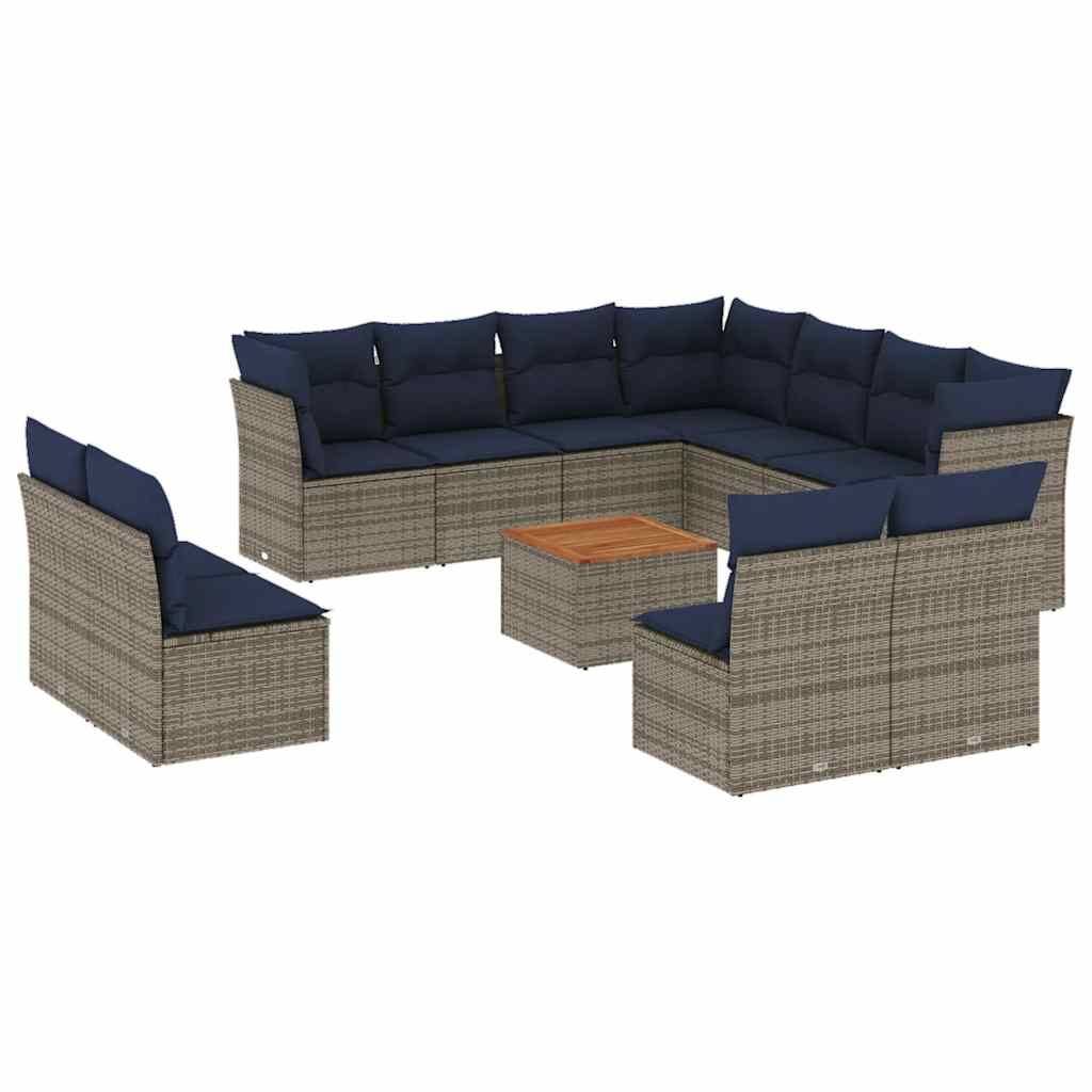 12-Delige Loungeset Met Kussens Poly Rattan