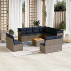 Loungeset poly rattan grijs 12-delig