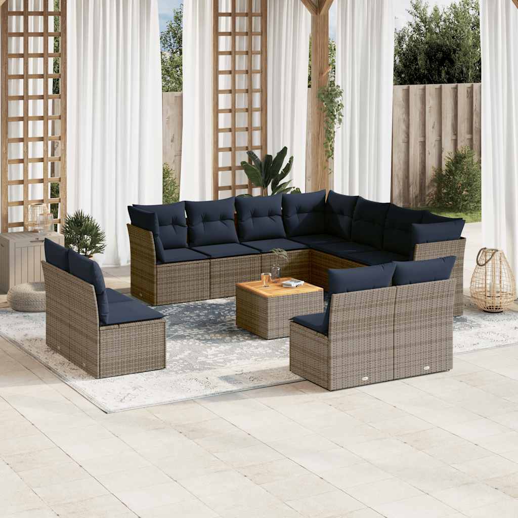 12-Delige Loungeset Met Kussens Poly Rattan