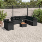 11-Delige Loungeset Met Kussens Poly Rattan Zwart