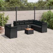 Loungeset 11-delig poly rattan zwart