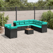 Loungeset 11-delig poly rattan zwart