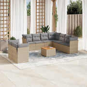 Loungeset 11-delig poly rattan gemengd beige