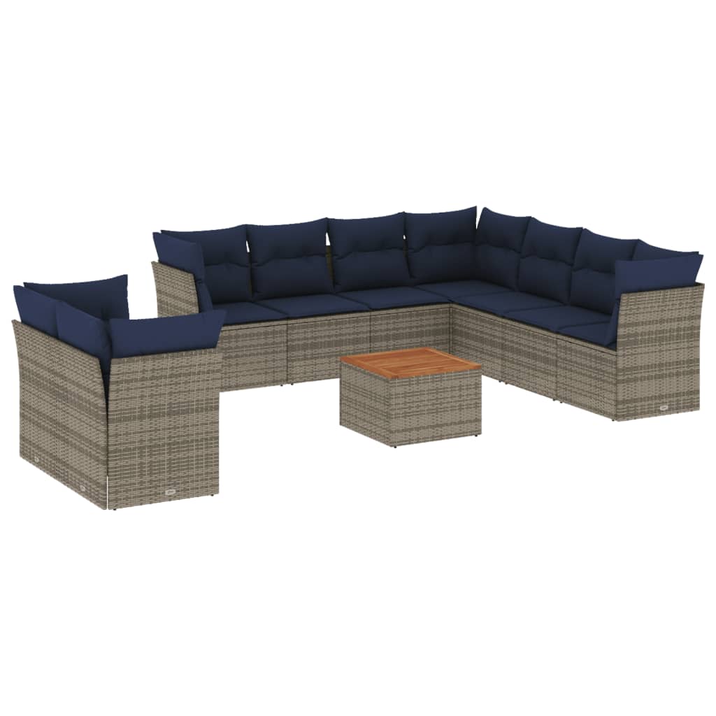 1 Loungeset Met Kussens Poly Rattan