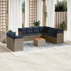 Loungeset poly rattan grijs 10-delig met kussens