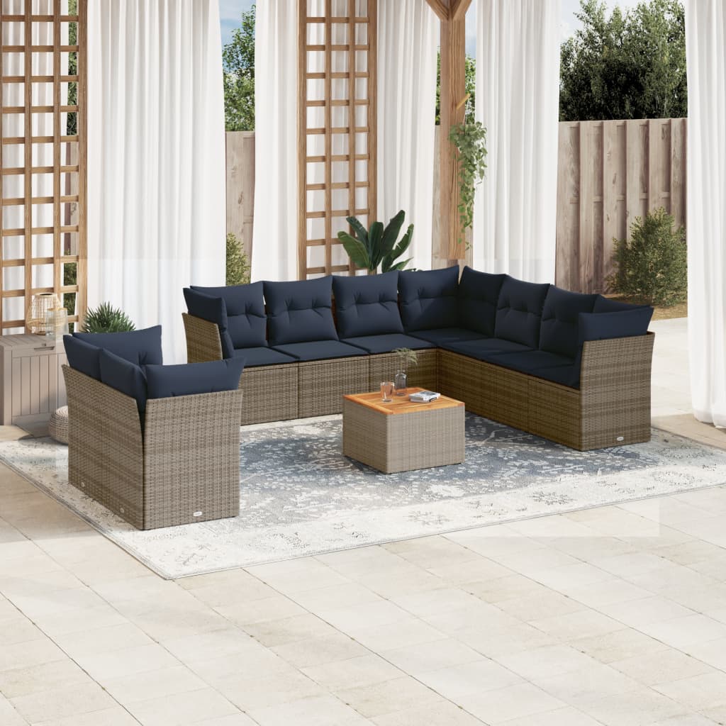 1 Loungeset Met Kussens Poly Rattan
