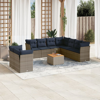 1 Loungeset Met Kussens Poly Rattan