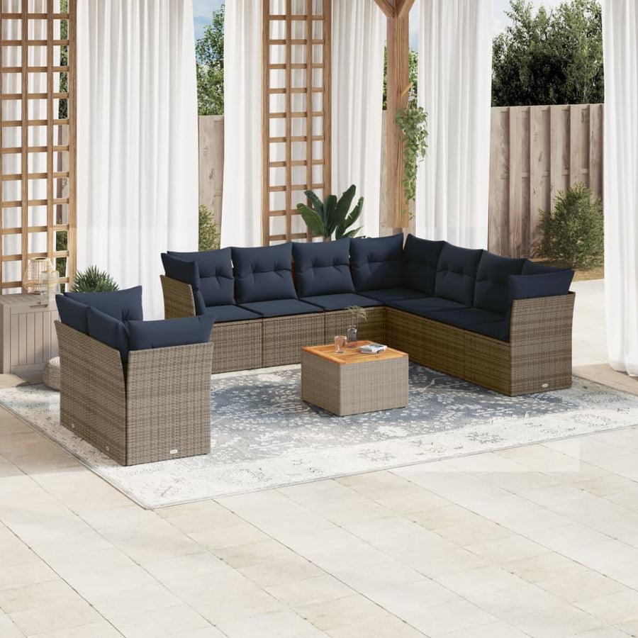 1 Loungeset Met Kussens Poly Rattan