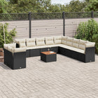 12-piece lounge set with cushions poly rattan black