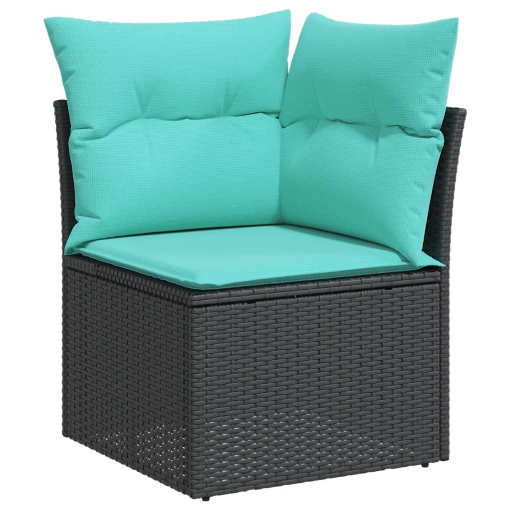 12-delige Loungeset met kussens poly rattan zwart
