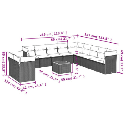 12-Delige Loungeset Met Kussens Poly Rattan Beige