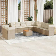 Loungeset 12-delig poly rattan beige