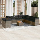 12-piece lounge set with cushions poly rattan grey