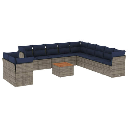 12-Delige Loungeset Met Kussens Poly Rattan