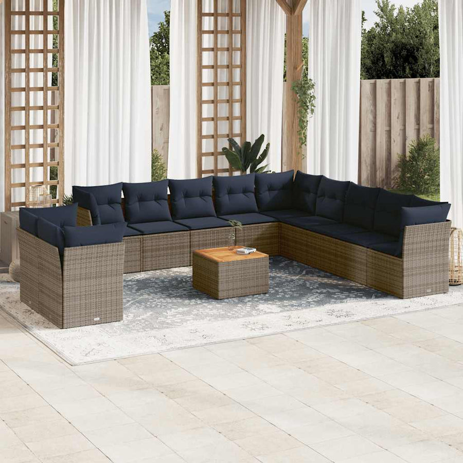 12-Delige Loungeset Met Kussens Poly Rattan