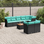 Loungeset 9-delig poly rattan zwart