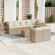 Loungeset 9-delig poly rattan beige