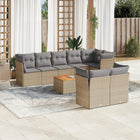 9-Delige Loungeset Met Kussens Poly Rattan Gemengd Beige