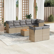 Loungeset 9-delig poly rattan gemengd beige