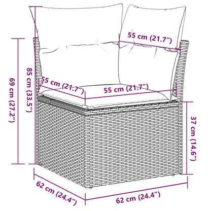 9-Delige Loungeset Met Kussens Poly Rattan 1 Grijs