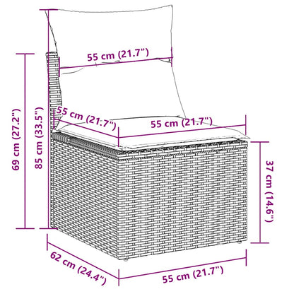 9-Delige Loungeset Met Kussens Poly Rattan 1 Grijs