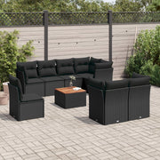Loungeset 9-delig poly rattan zwart