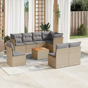 Loungeset 9-delig poly rattan gemengd beige