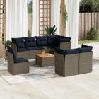 Loungeset poly rattan grijs 9-delig
