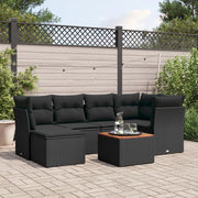 Loungeset 7-delig poly rattan zwart